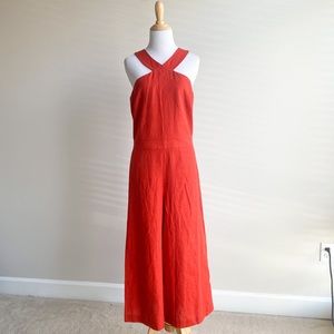 Ann Taylor linen burnt orange jumpsuit